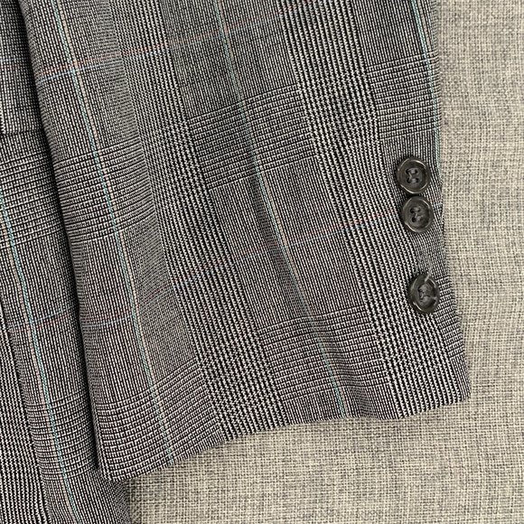 Vintage Mens Towncraft Suit Wool Blazer Cream Black 2 Button Size 42L W36 Jacket - Picture 11 of 16